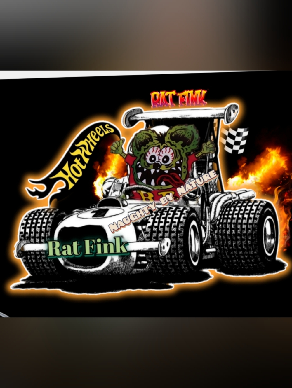 Hot Wheels Rat Fink Graphic Metal Sign 6x8" Design - Black Personalized